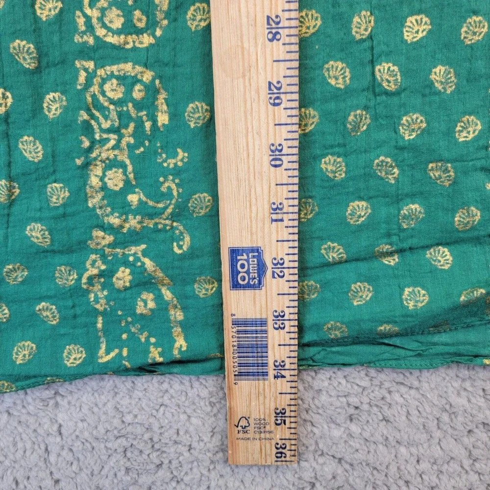 Halogen Scarf Lot of 2 Green Blue Gold Winter Knit Seashell Print Gold Winter‎